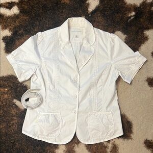 Banana Republic White Short Sleeve Top with Belt